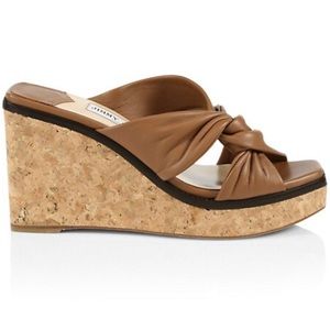 Jimmy Choo Narisa 90 Leather Platform Wedge Sandals